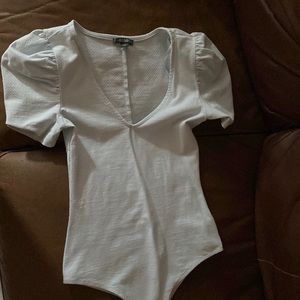 Light Blue Puffed Sleeve Bodysuit